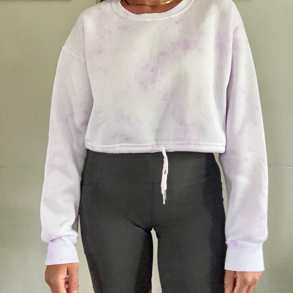 Purple Tie-Dye Cropped Sweatshirt